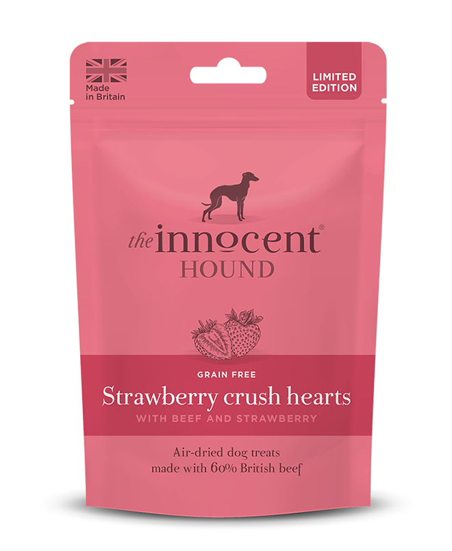 826756_strawberrycrushheartsfop Innocent Hound Strawberry Crush Hearts 70g x 10 - Image 1